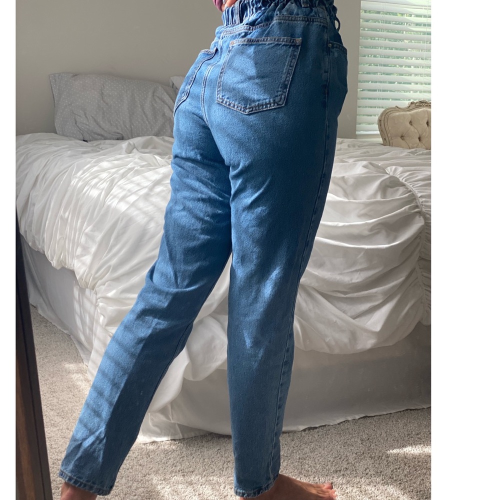 Denim Sinch-Waist Mom Jeans